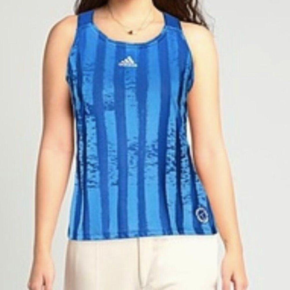 Adidas blue stiped Tank top L